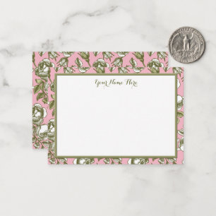Custom Vintage Roses on Light Pink Floral 3.5x2.5 Note Card