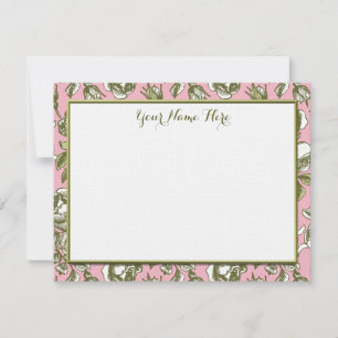 Custom Vintage Roses on Light Pink Floral 4.5x5.5 Note Card