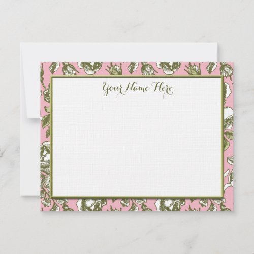 Custom Vintage Roses on Light Pink Floral Note Card