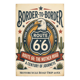 Custom Vintage Route 66 Border to Border Americana Metal Print
