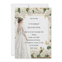 Custom Vintage Royal Wedding Invitation Beige Rose