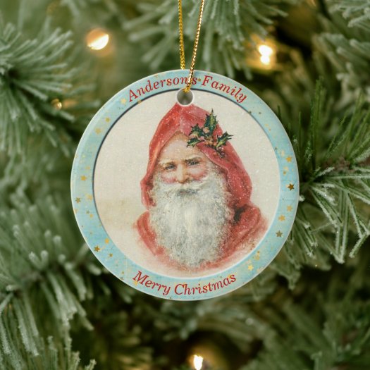  Custom Vintage Santa Claus Holly Berry Christmas
