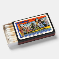 Custom Vintage Santa Cruz Wedding Favor Matchboxes
