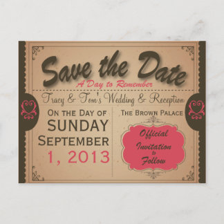 Custom Vintage Save the Date Postcard