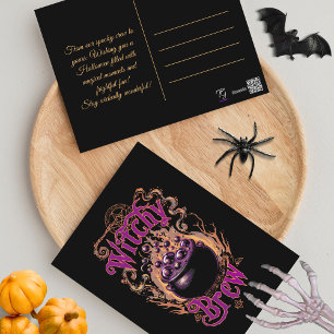 Custom Vintage Scary Gothic Script Halloween Witch Postcard