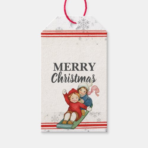 Custom Vintage Sledding Children Christmas Gift Tags