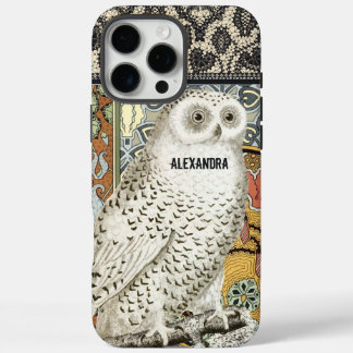 Custom Vintage Snow Owl Art Deco Art Nouveau iPhone 16 Pro Max Case
