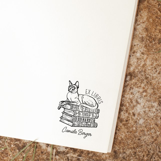 Custom Vintage Sphynx Cat Bookplate  Rubber Stamp (Creator Uploaded)