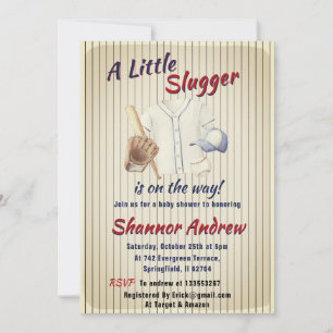 Custom Vintage Sport Baseball Boy Baby Shower Invitation
