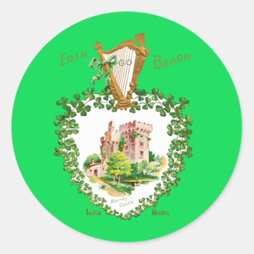 Custom Vintage St Patricks Day Blarney Castle Classic Round Sticker