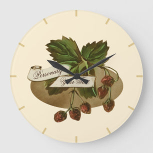 Custom Vintage Strawberries Retro Fruit Old School Large Clock