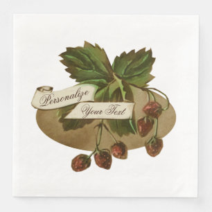 Custom Vintage Strawberries Retro Fruit Old School Paper Dinner Napkins