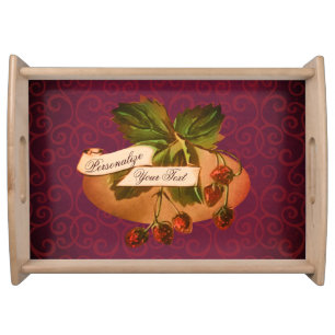 Custom Vintage Strawberries Retro Fruit Old School Serving Tray