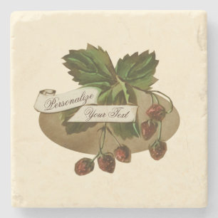 Custom Vintage Strawberries Retro Fruit Old School Stone Coaster