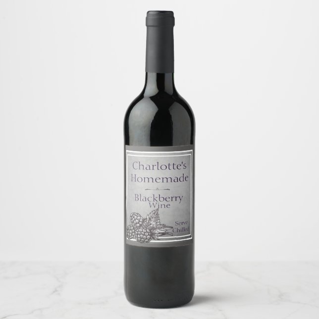 Custom Vintage Style Blackberry Wine Label (Front)