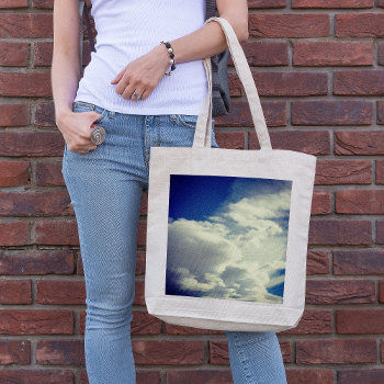 Custom Vintage Style Blue Sky Square Photo Tote Bag by annaleeblysse at Zazzle