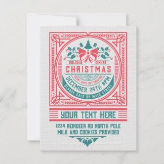 Custom Vintage Style Christmas Card Invitation