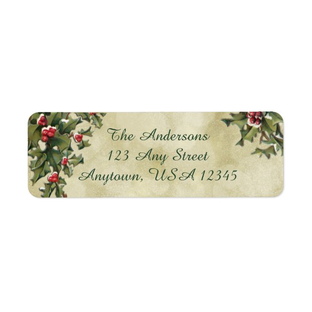 Custom Vintage Style Holly On Gold Background Label