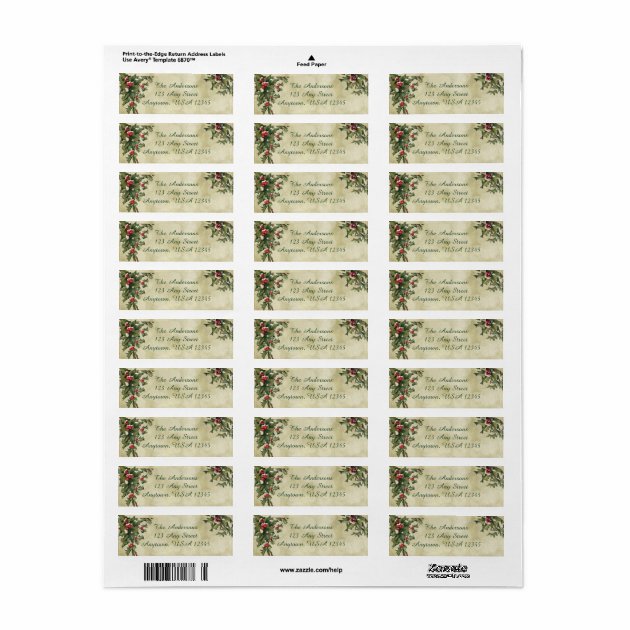 Custom Vintage Style Holly On Gold Background Label