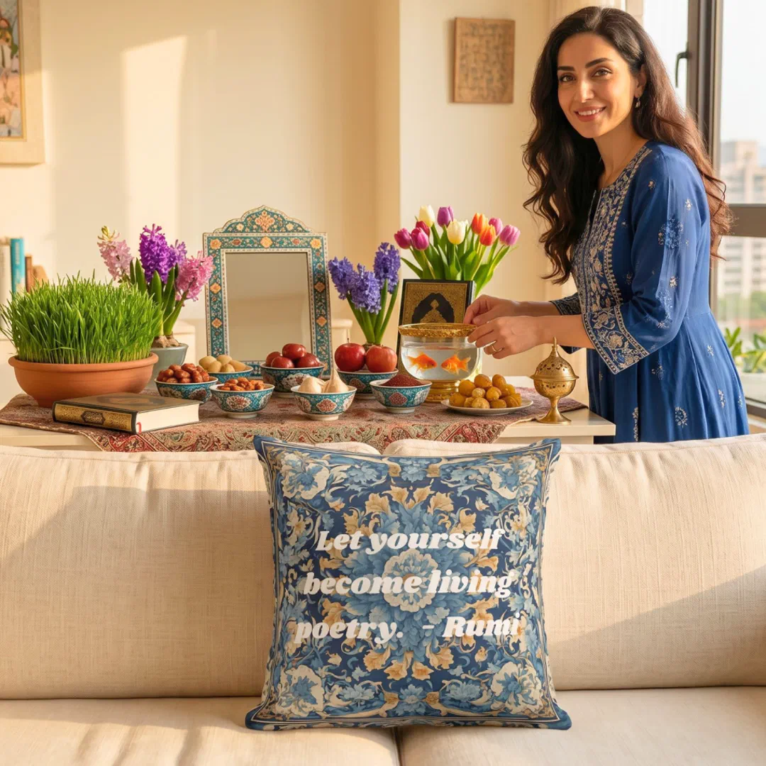 Custom Vintage Tile Nowruz Iranian New Year Gift Throw Pillow (Custom Vintage Tile Nowruz Iranian New Year Gift Throw Pillow)