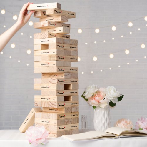 Custom Vintage Typography Family Wedding Topple Tower