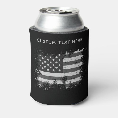 Custom Vintage USA Flag Distressed 4th Of July Can Cooler