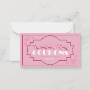 Custom vintage Valentine's Day Coupons romantic Note Card