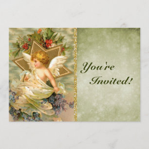 Custom Vintage Victorian Christmas Angel Holiday Invitation
