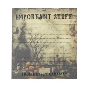 Custom Vintage Victorian Goth Halloween Creepy Notepad