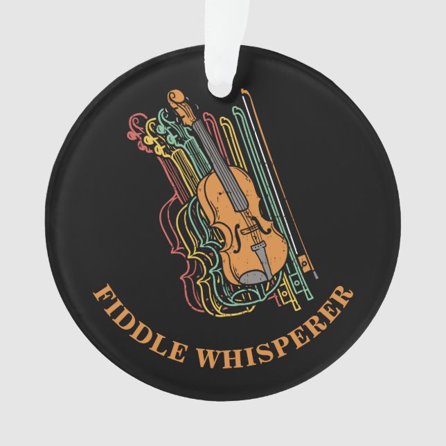 Custom Vintage Violin Fiddle Whisperer Pun Ornament (Front)