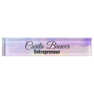Custom Vintage Watercolor Desk Nameplate