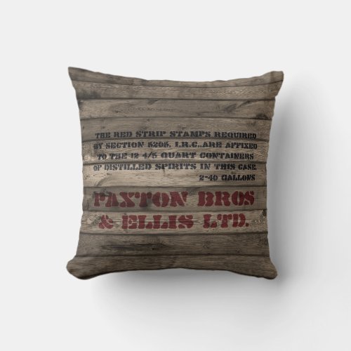 Custom Vintage Whiskey Crate Throw Pillow