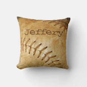 Custom vintage White Baseball white stitching Throw Pillow