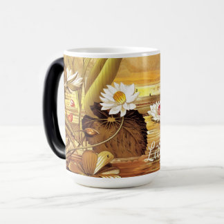 Custom Vintage White Nymphaea Lotus Water Lily Color Morph Mug