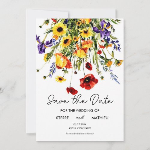 Custom Vintage Wildflowers Save The Date