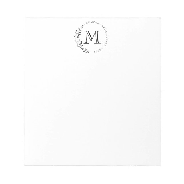 Custom Vintage Wreath Monogram Notepad (Front)