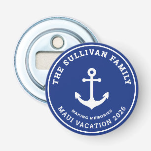 Custom Vintage Yacht Club Anchor Family Badge Bottle Opener