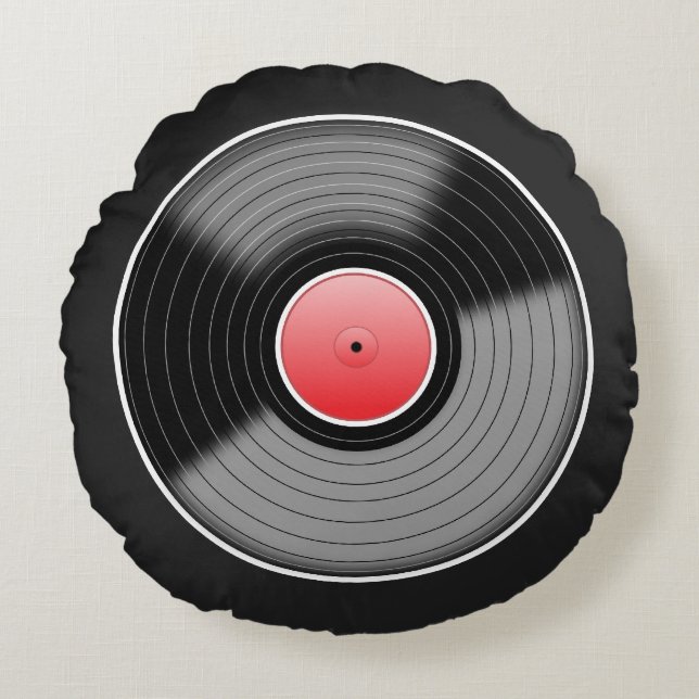Custom "Vinyl Junkie" Round Throw Pillow (Front)