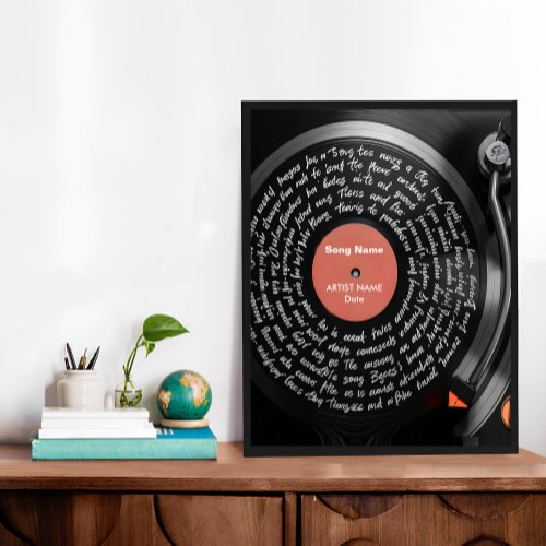 Custom Vinyl Lyrics Print Personalised Music Poster