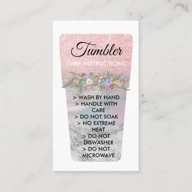 Custom Vinyl Printed Mug Tumbler Care Instruction Business Card