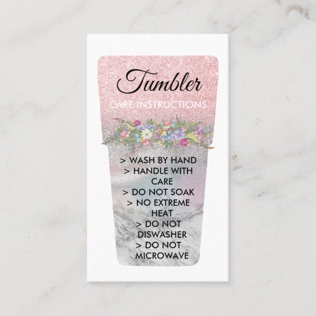 Custom Vinyl Printed Mug Tumbler Care Instruction Business Card (Front)