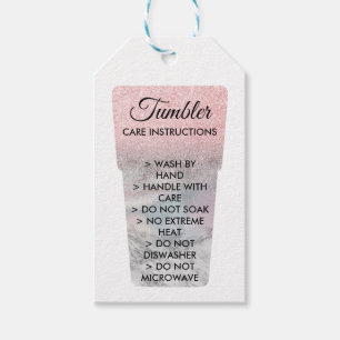 Custom Vinyl Printed Mug Tumbler Care Instruction Gift Tags