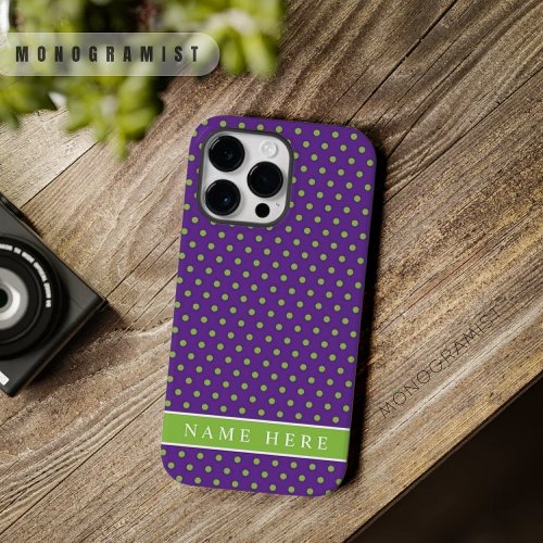 Custom Violate Purple Green Polka Dot Design  Case_Mate iPhone 14 Pro Max Case