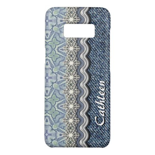 Custom Violet Mint Batik Mosaic Floral Art Pattern Case_Mate Samsung Galaxy S8 Case