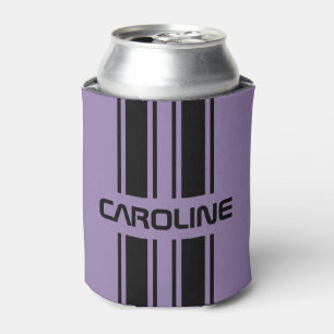 Custom Violet Purple Black Auto Race Sport Stripe Can Cooler