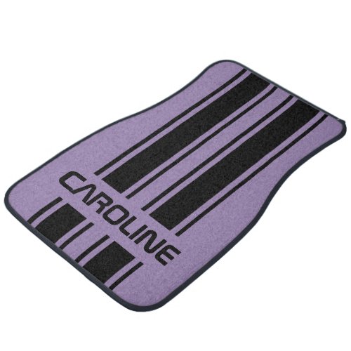 Custom Violet Purple Black Auto Race Sport Stripe Car Floor Mat