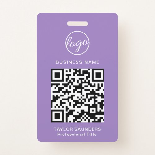 Custom Violet Purple Logo QR Code Employee ID Badge