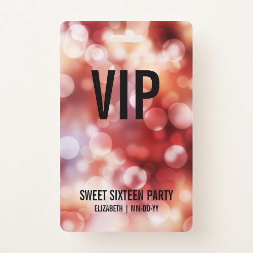 Custom VIP All Access Badge Sweet Sixteen