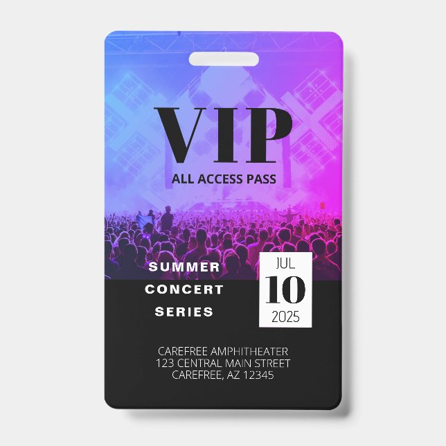 Custom VIP All Access Concert Badge (Front)