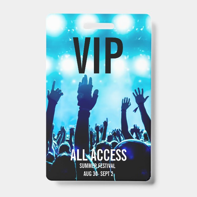 Custom VIP All-Access Concert Event Pass Badge (Front)